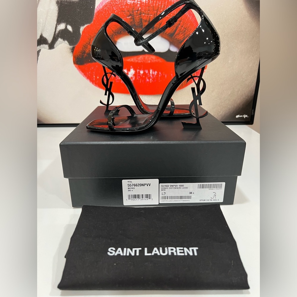 Saint Laurent Opyum Leather Sandals EU:38.5 - Picture 2 of 12
